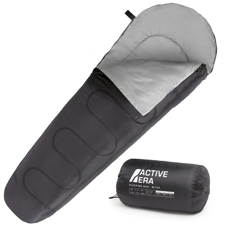 Active Era Sleeping Bag – Premium Lightweight Sleeping Bags for Adults & Kids - Festival, Camping, Hiking & Outdoor Essentials - Includes Compact Travel Bag (Envelope - Blue) (Black, Mummy) - Image 1