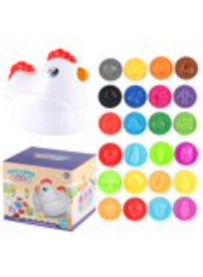 Arabest Matching Eggs Toy Chicken Easter Eggs Toy for Toddler Fine Motor Skills Color & Shape Sorter Recognition Egg Toys Montessori Sensory Educational Geometric Puzzle Toys Best Gifts for Kids Boys Girls