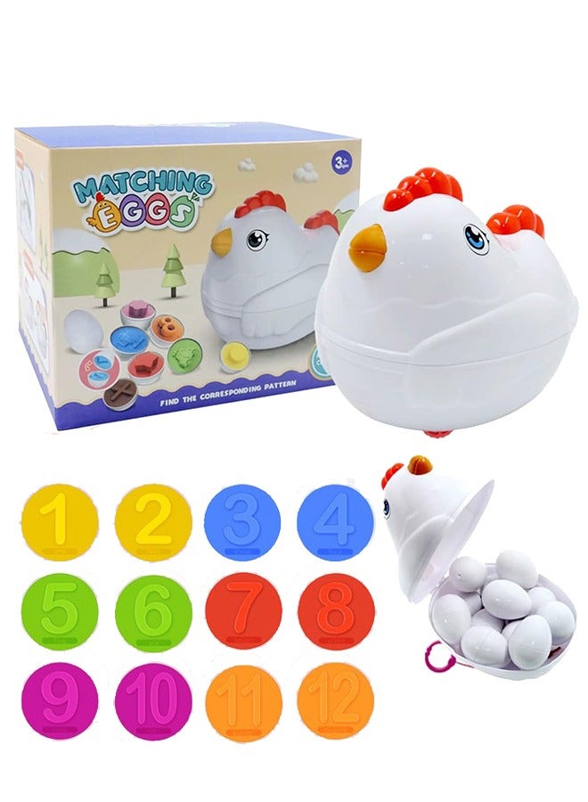 عربست لعبة بيض متطابقة على شكل دجاجة، لعبة بيض عيد الفصح للأطفال الصغار، تنمية المهارات الحركية الدقيقة، فرز الألوان والأشكال، ألعاب بيض مونتيسوري الحسية التعليمية، ألعاب أحجية هندسية، أفضل هدية للأطفال من الجنسين - Image 1