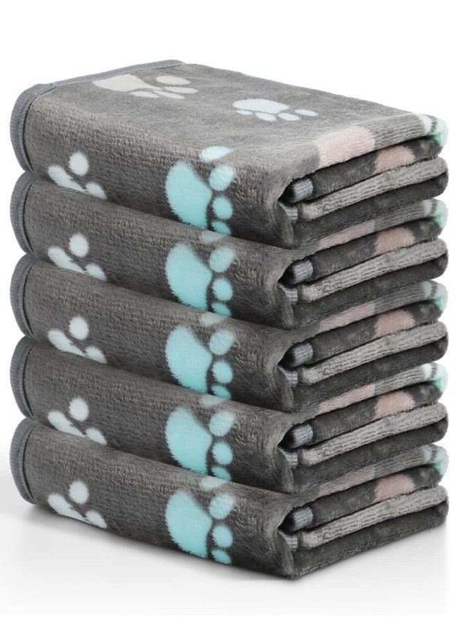 Tegeme 12 Pcs Pet Blankets Soft Fluffy Fleece Dog Cat Warm Paw Print Pattern Blankets Flannel Throw for Pets Dog Puppy Cat(23 x 16 Inch,Dark Gray) - Image 5