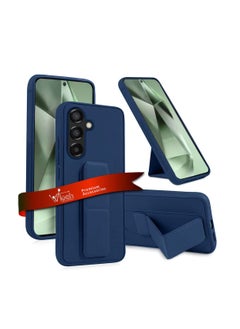 Wtech Samsung Galaxy S24 FE 5G 2024 Hand Grip Foldable Magnetic Kickstand Wrist Strap Finger Grip With Built-In Iron Case Cover Navy Blue  - Image 1