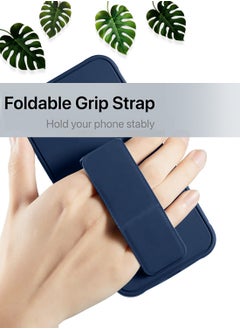 Wtech Samsung Galaxy S24 FE 5G 2024 Hand Grip Foldable Magnetic Kickstand Wrist Strap Finger Grip With Built-In Iron Case Cover Navy Blue  - Image 2