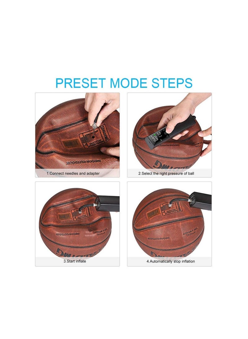 Electric Ball Pump, for Sports Balls Basketball Air Pump with Lcd Display, Rechargeable Air Pump for Football, Basketball, Volleyball, Rugby, Soccer, Beach Ball, Swimming Ring, Easy to Carry Out