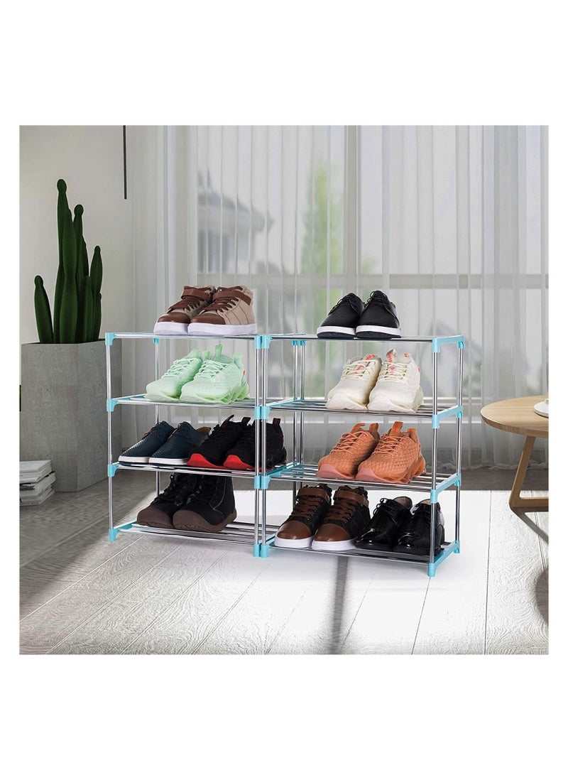 Generic Shoe Rack, Free Standing Shoe Rack, Portable Shoe Cabinet, Shoe Storage Organizer, Stackable & Adjustable Shoe Shelf Storage Organizer for Entryway, Cloakroom and Living Room (3 Layer, Blue)  - Image 5