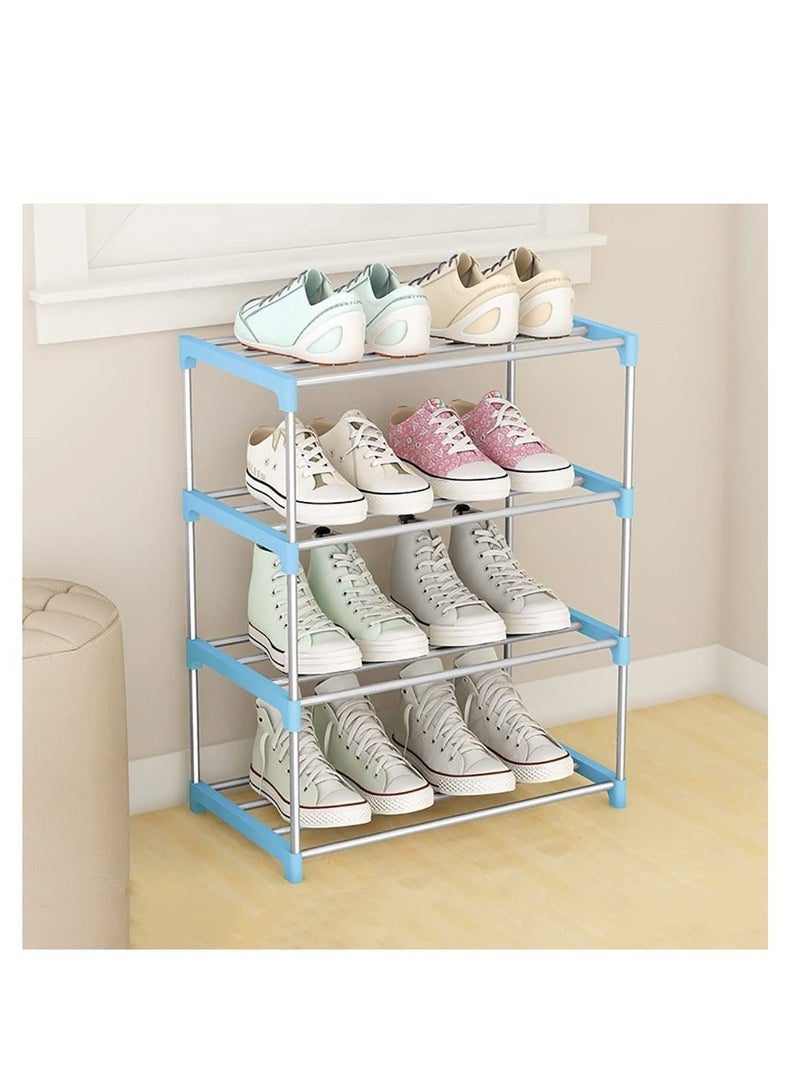 Generic Shoe Rack, Free Standing Shoe Rack, Portable Shoe Cabinet, Shoe Storage Organizer, Stackable & Adjustable Shoe Shelf Storage Organizer for Entryway, Cloakroom and Living Room (3 Layer, Blue)  - Image 2