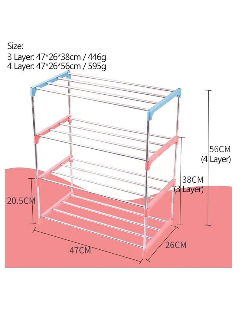 Generic Shoe Rack, Free Standing Shoe Rack, Portable Shoe Cabinet, Shoe Storage Organizer, Stackable & Adjustable Shoe Shelf Storage Organizer for Entryway, Cloakroom and Living Room (3 Layer, Blue)  - Image 3