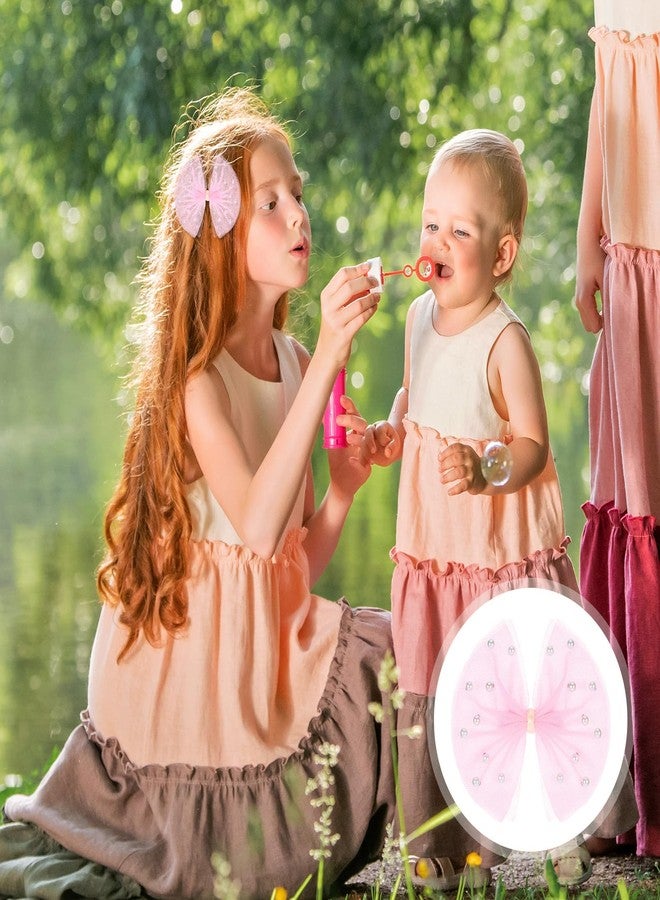FAMEZA 2 PCS Rhinestone Bow Hair Clips for Women and Girls | Glitter Center Hair Bows with Sparkling Stones | Non-Slip Hairpins for Thick and Thin Hairs | Stylish Hair (Pink) - Image 3