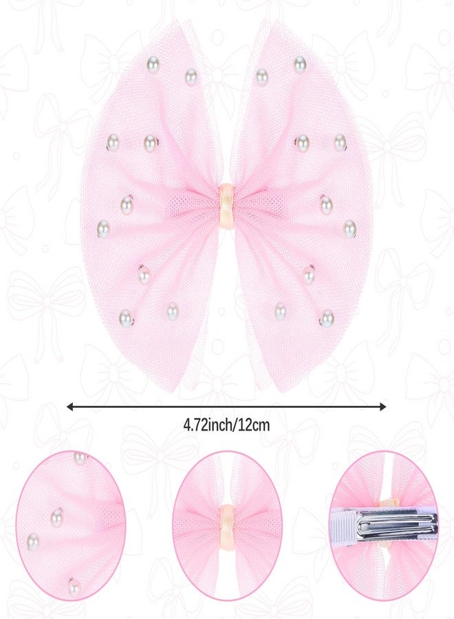 FAMEZA 2 PCS Rhinestone Bow Hair Clips for Women and Girls | Glitter Center Hair Bows with Sparkling Stones | Non-Slip Hairpins for Thick and Thin Hairs | Stylish Hair (Pink) - Image 2