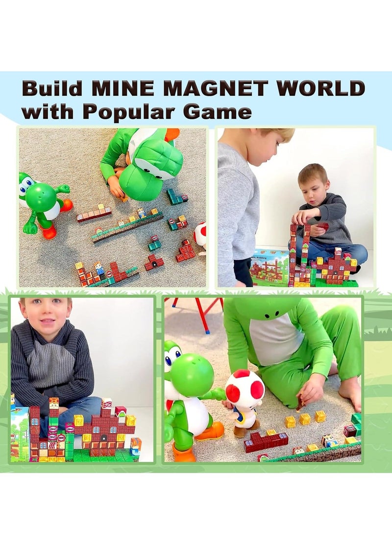 48 Pcs Magnetic Blocks Building Toys,  Magnetic Tiles Building Blocks Toddler Toys,  Build Mine Magnet World Set, STEM Sensory Outdoor Toys, Magnet Toys for Boys u0026 Girls Ages 5-7 - Image 2