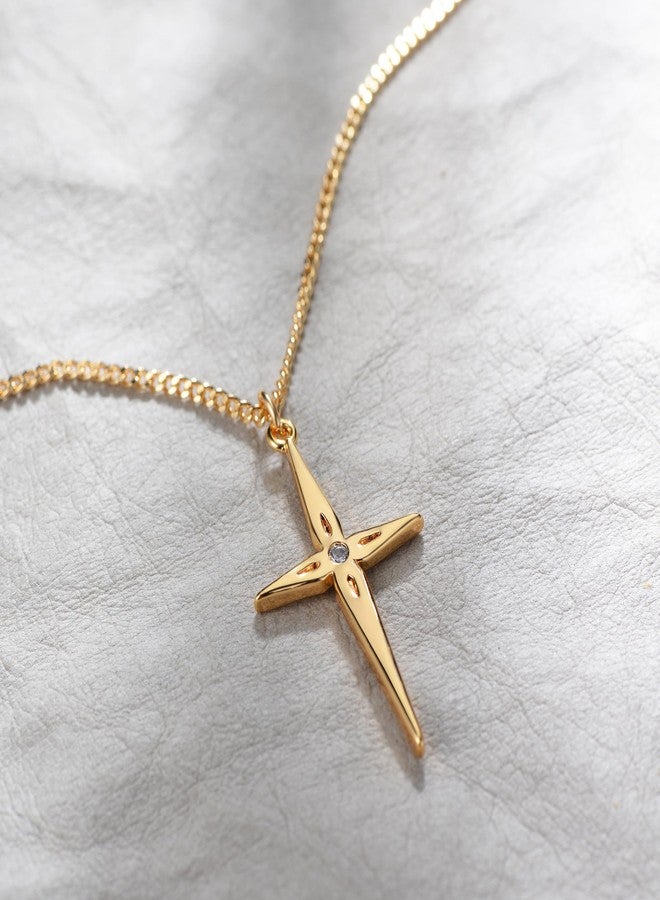 Fettero Cross Necklace Faith Pendant 14K Plated Dainty Chain Minimalist Simple Tiny God Lords Prayer Religious Jewelry, Metal, Cubic Zirconia - Image 5