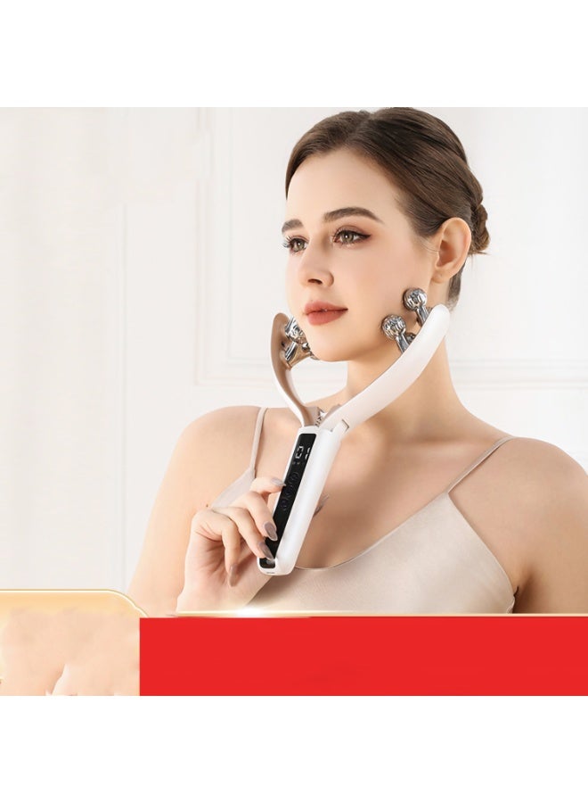 Roller Facial Massage Tool 9-speed EMS Microcurrent Face Slimming Tool 3-speed RF RF Improves Wrinkles Firming Skin, 8 Large Ball Vibration Massage Face Slimming Instrument, Two lighting Modes, Facial Neck Iifting and Tightening Massager Anti-aging Instrument Suitable for Massage Face, Neck, Arms, Legs - Image 1
