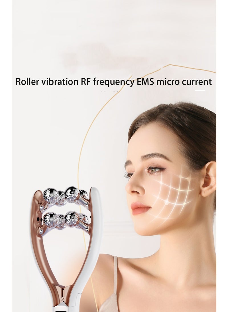 Roller Facial Massage Tool 9-speed EMS Microcurrent Face Slimming Tool 3-speed RF RF Improves Wrinkles Firming Skin, 8 Large Ball Vibration Massage Face Slimming Instrument, Two lighting Modes, Facial Neck Iifting and Tightening Massager Anti-aging Instrument Suitable for Massage Face, Neck, Arms, Legs - Image 3