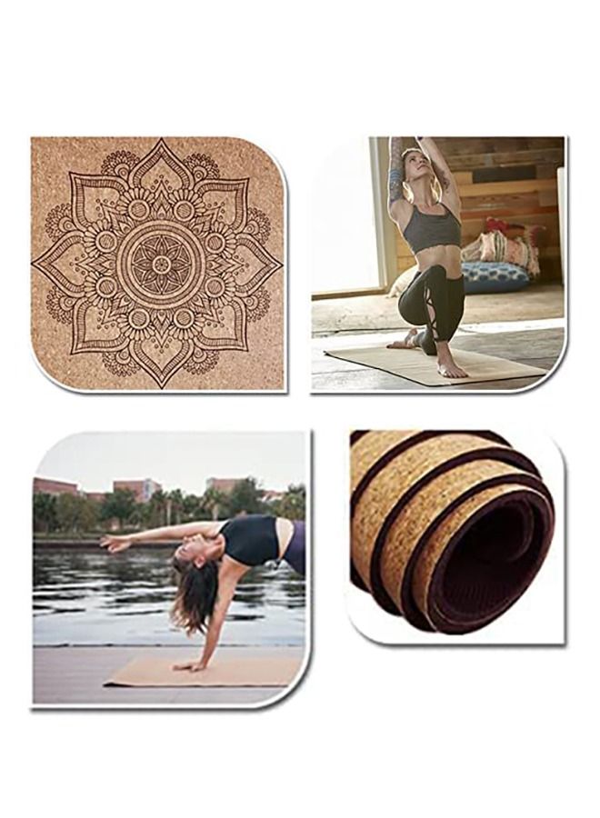Grip Premium 5Mm Natural Cork Yoga Mat Non Slip & Eco Friendly Fitness Mat Non Toxic Workout Mat With Carrying Strap For Outdoor Yoga Pilates & Exercise - Mandala Design (72 X 24 Inch) - Image 2