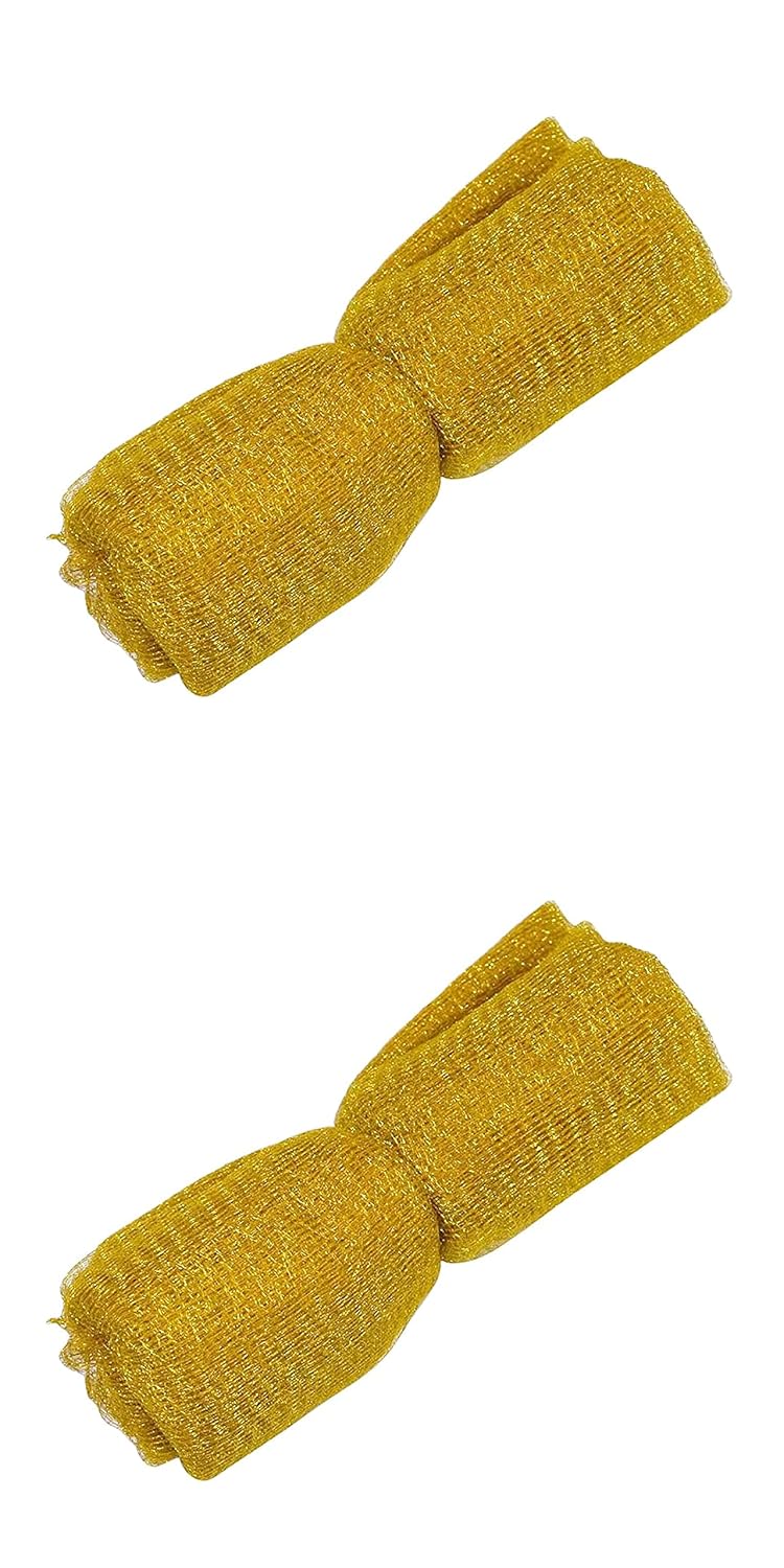 Just Flowers Decoration Mesh Net Fabric for Gift Wrapping Home Decoration Trousseau Packaging Flower Decor Mandap Decoration Fruit Basket Packing 5 Mtr x 2 Roll Gold Set of 2 Roll