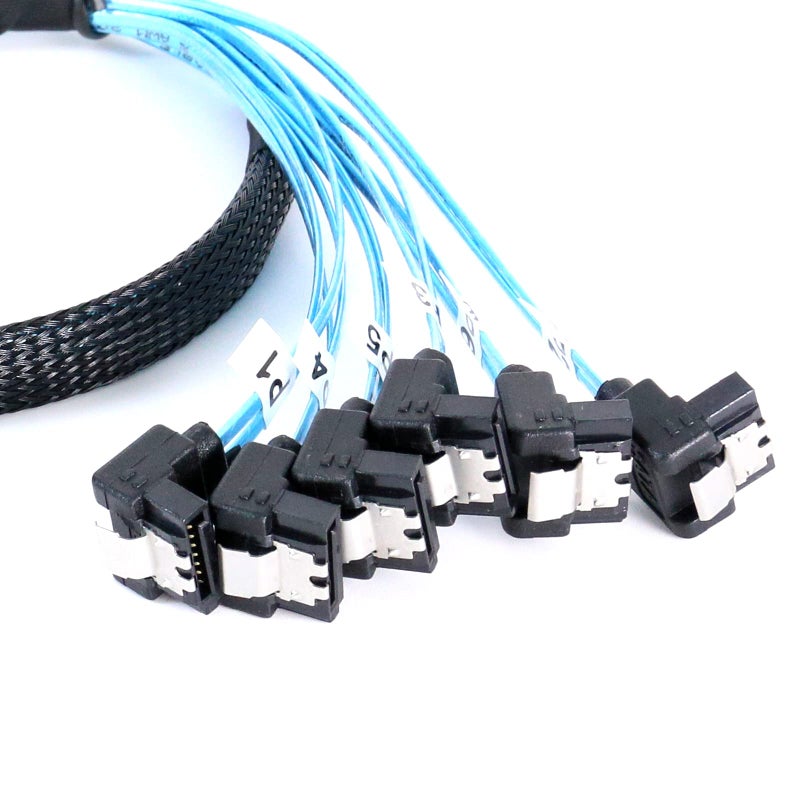 ADCAUDX SATA-III Cable: 0.5M 6Pcs/Set Thin 90-Degree SATA Cable Right-Angle to Straight 6Gbps Data Bundled for Server, Raid, SSD, HDD, CD, DVD Drives (1.6FT) - Image 5