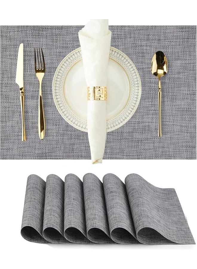 بروماس مجموعة 6 قطع مفارش طاولة رمادية – مقاومة للحرارة وقابلة للغسل - Image 1