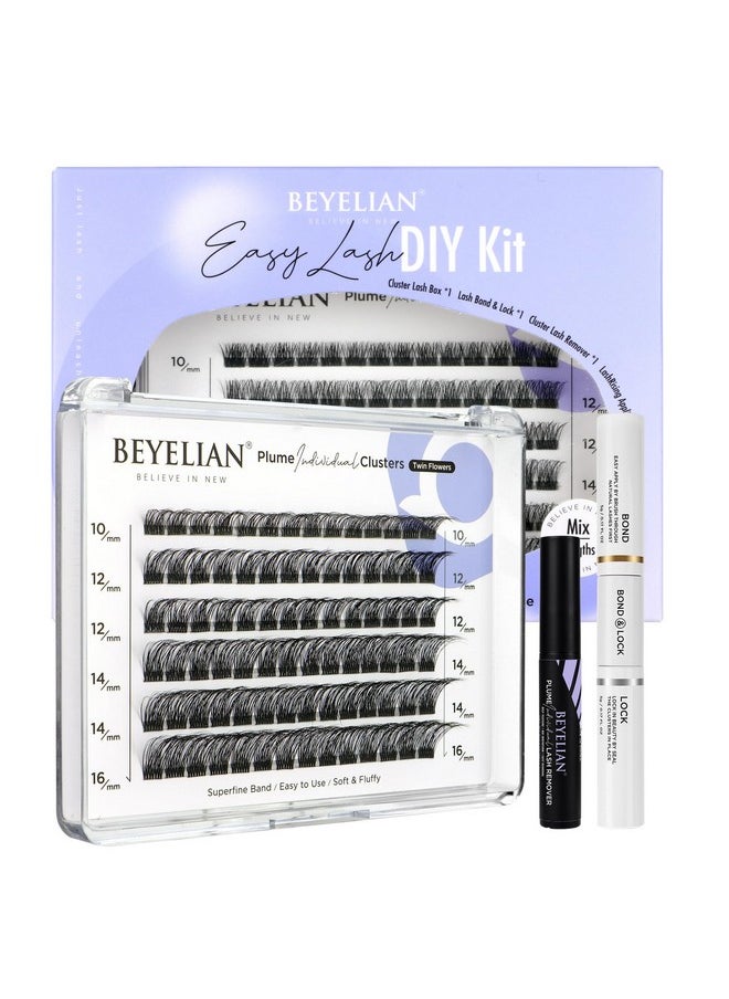 BEYELIAN Lash Extension Kit Cluster Lashes Kit With 84 Pcs Lash Clusters Clusters Eyelash Applicator Tool Cluster Lashes Bond And Seal Super Hold Clusters Lash Glue Remover Easy To Apply At Home  - Image 1