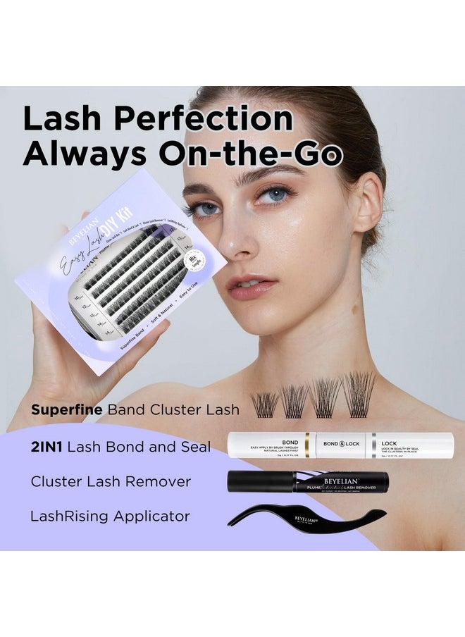 BEYELIAN Lash Extension Kit Cluster Lashes Kit With 84 Pcs Lash Clusters Clusters Eyelash Applicator Tool Cluster Lashes Bond And Seal Super Hold Clusters Lash Glue Remover Easy To Apply At Home  - Image 2