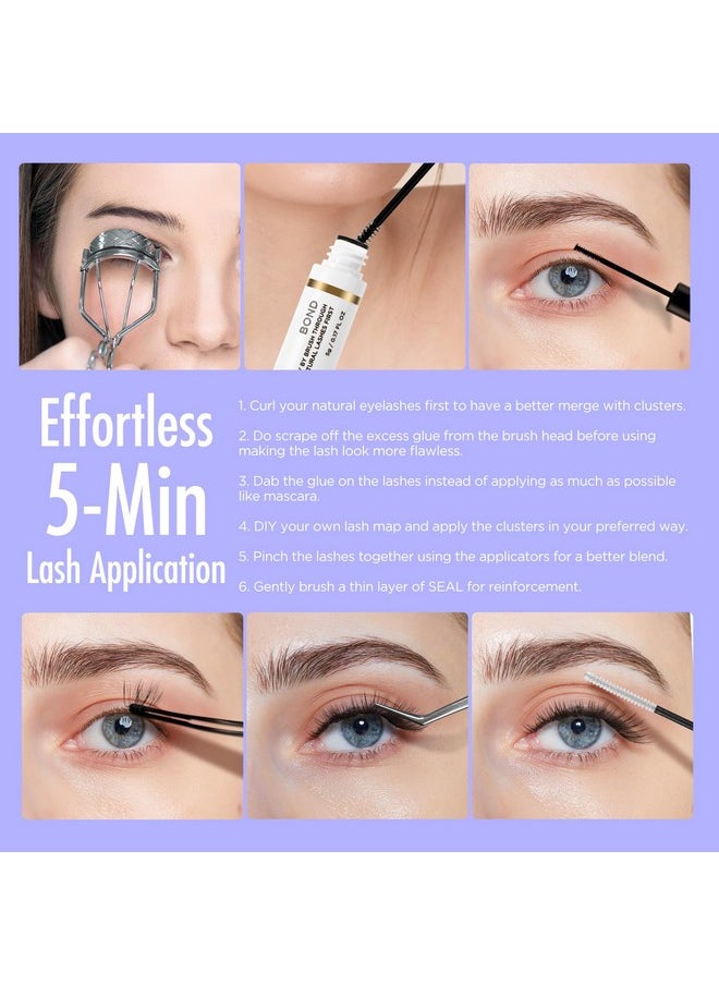 BEYELIAN Lash Extension Kit Cluster Lashes Kit With 84 Pcs Lash Clusters Clusters Eyelash Applicator Tool Cluster Lashes Bond And Seal Super Hold Clusters Lash Glue Remover Easy To Apply At Home  - Image 5