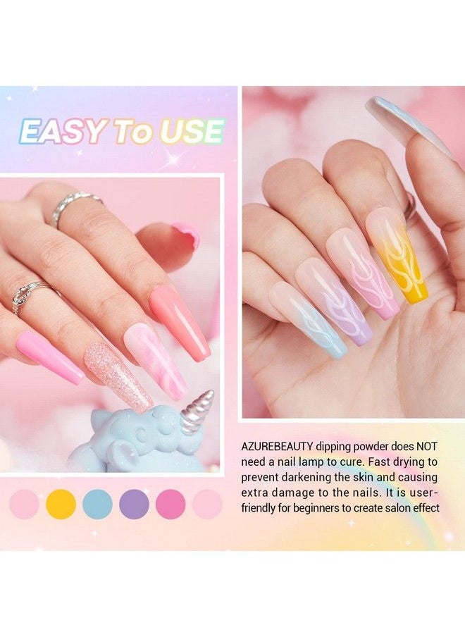 AZUREBEAUTY 42Pcs Dip Powder Nail Kit Starter 32 Colors Spring Summer Rainbow Bright Neon Pink Red Acrylic Dipping Powder Set With Topbase Coat Activator & Recycling Tray For French Art Manicure Gifts  - Image 4