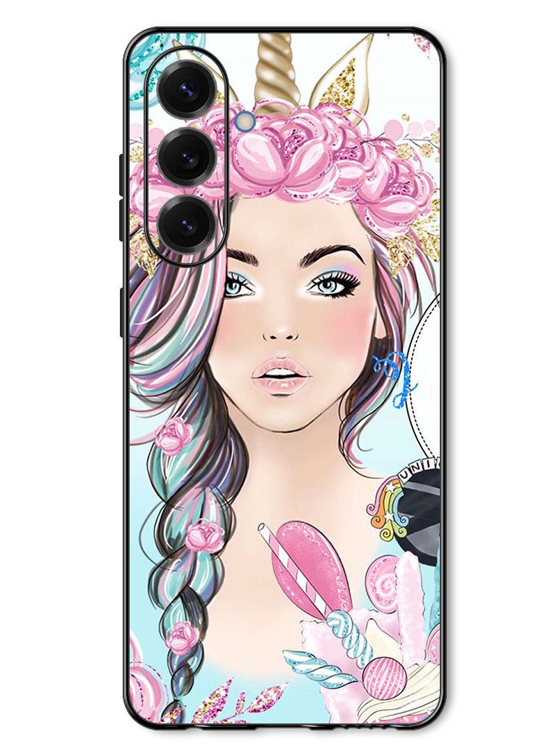 Theodor Case Compatible with Samsung Galaxy A57 Protection Shockproof Bumper Cover Unicorn Girl - Image 1