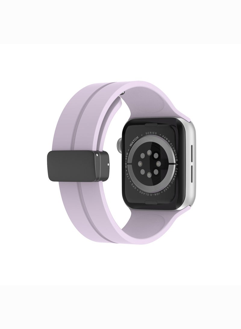 Soft Silicone Sport Watch Band with Magnetic Buckle Fits Apple Watch Ultra 2/Ultra Series 9/8/SE 2nd Gen/7/SE/6/5/4/3/2/1 Compatible with 42/44/45/49mm Case Sizes Also Compatible with Series 10 with 46mm Case Size - Image 2