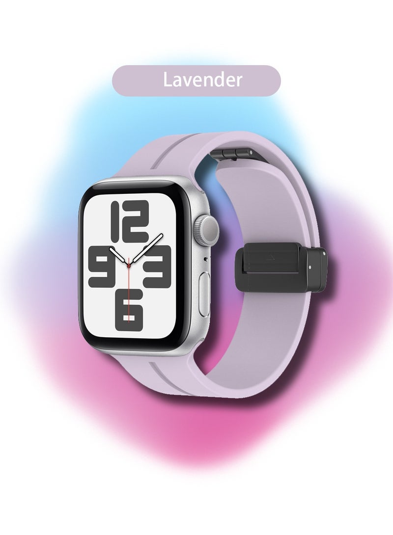 Soft Silicone Sport Watch Band with Magnetic Buckle Fits Apple Watch Ultra 2/Ultra Series 9/8/SE 2nd Gen/7/SE/6/5/4/3/2/1 Compatible with 42/44/45/49mm Case Sizes Also Compatible with Series 10 with 46mm Case Size - Image 1