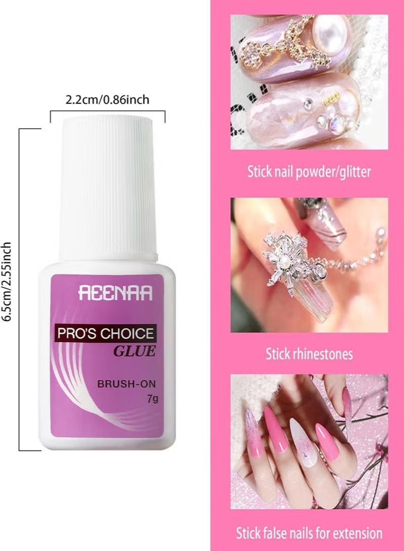 AEENAA Professional Brush-On Nail Glue – Strong Hold Adhesive for Acrylics, Press-On Nails & Tips – Quick Drying, Bonds in Seconds – 7g - Image 2