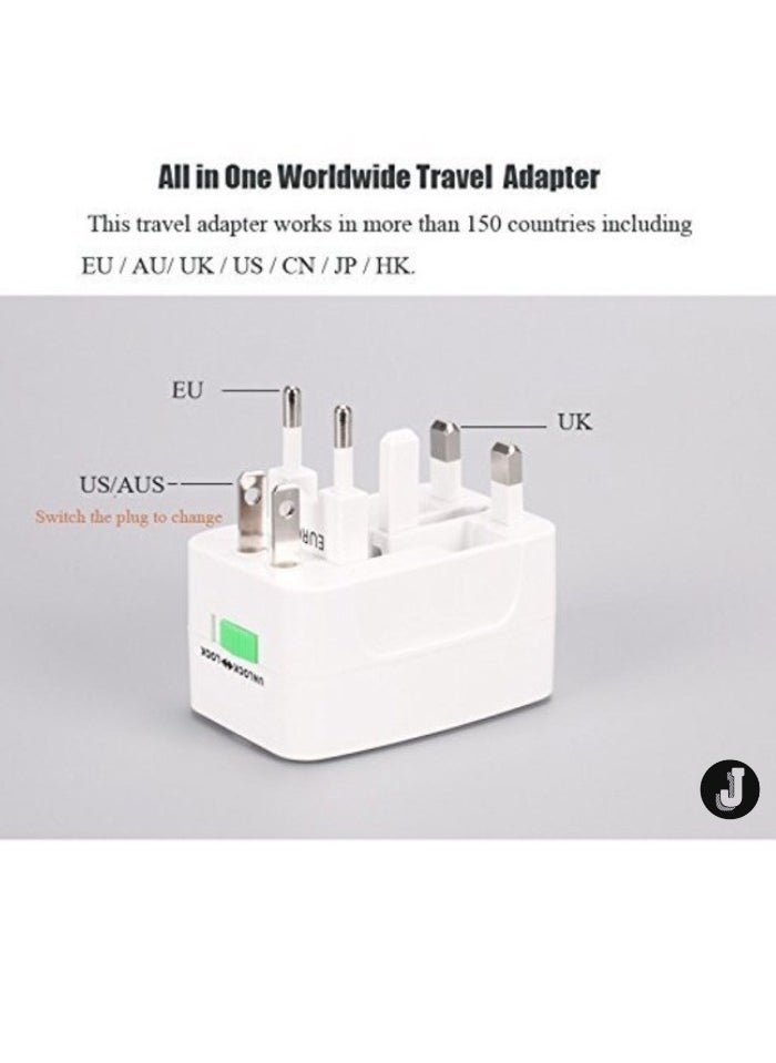 JAJEEK - "Universal Travel Adapter – All-in-One Global Charger with USB Ports (White)" - Image 1