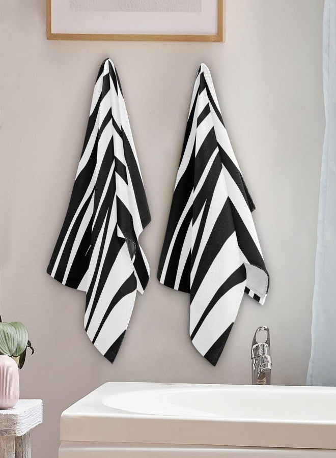 COVASA Zebra Print Hand Towels for Bathroom Set of 2,Soft Absorbent Black White Striped Animal Skin Modern Abstract Kitchen Dish Towels,Decorative Guest Bathroom Towels for Face,Gym,Shower 14"x28" - Image 3