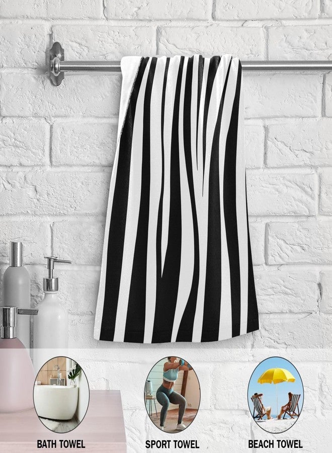 COVASA Zebra Print Hand Towels for Bathroom Set of 2,Soft Absorbent Black White Striped Animal Skin Modern Abstract Kitchen Dish Towels,Decorative Guest Bathroom Towels for Face,Gym,Shower 14"x28" - Image 5