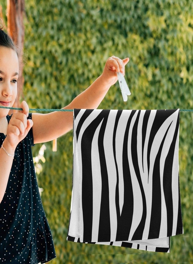 COVASA Zebra Print Hand Towels for Bathroom Set of 2,Soft Absorbent Black White Striped Animal Skin Modern Abstract Kitchen Dish Towels,Decorative Guest Bathroom Towels for Face,Gym,Shower 14"x28" - Image 4