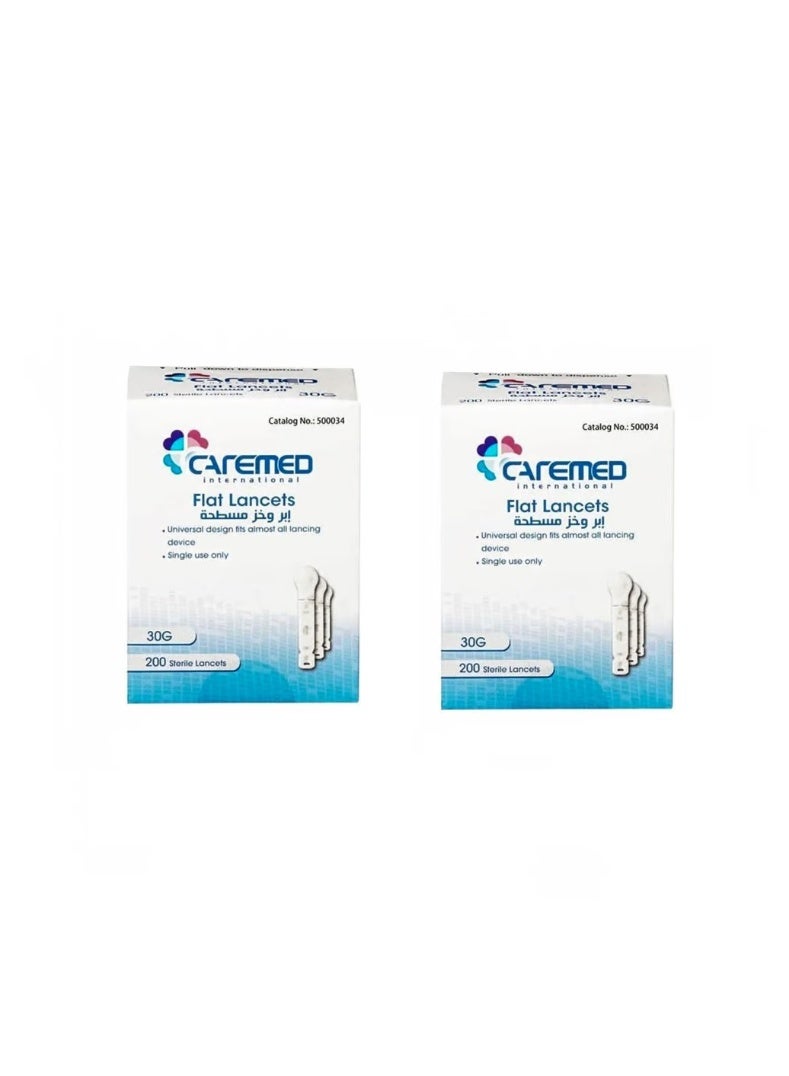 Flat Sterile Lancets Set – 2 Packs, 200 Pieces Each