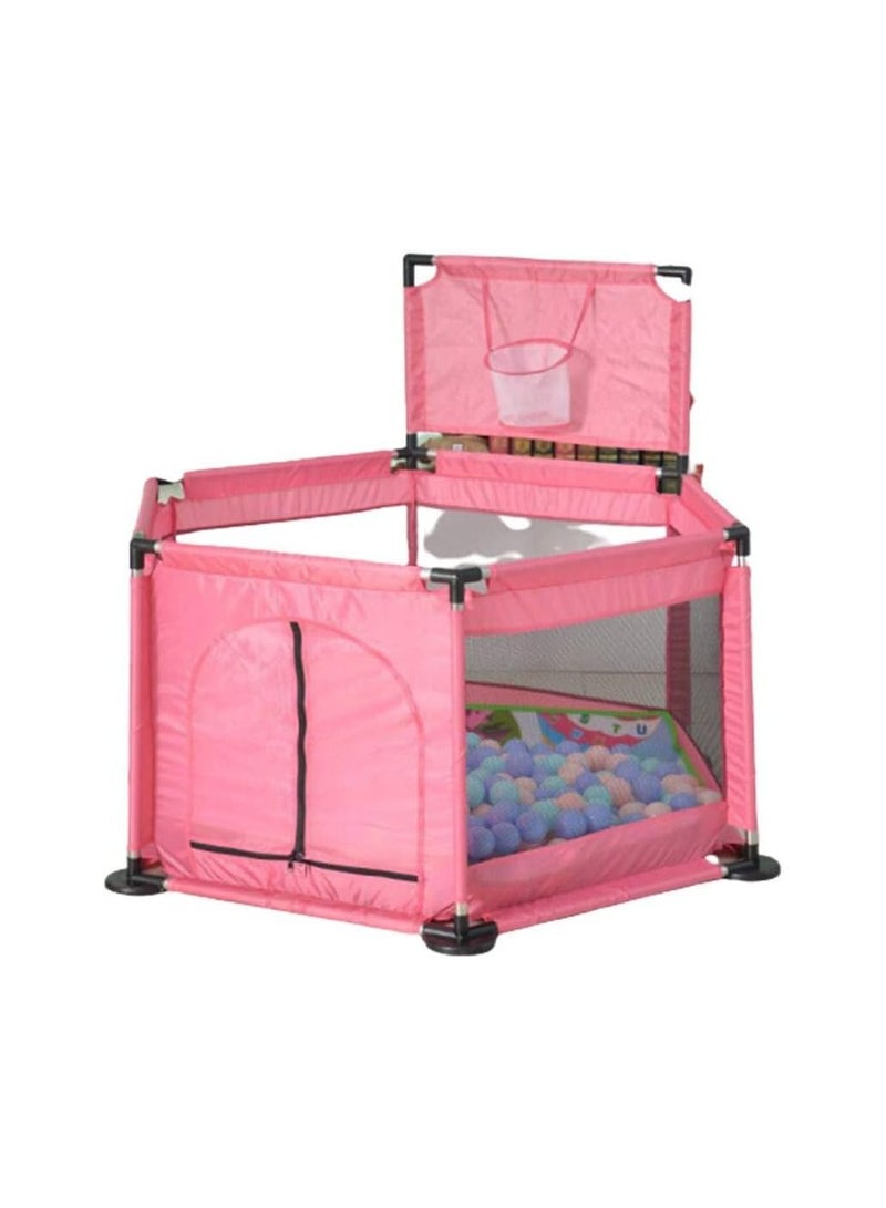 Portable Baby Playpen Fences with 100 Pcs Basketball Hoop, 6-Panel Foldable Play Yard Playpen, with Breathable Mesh for Baby Toddlers Infant, Indoor And Outdoor Play - Image 1