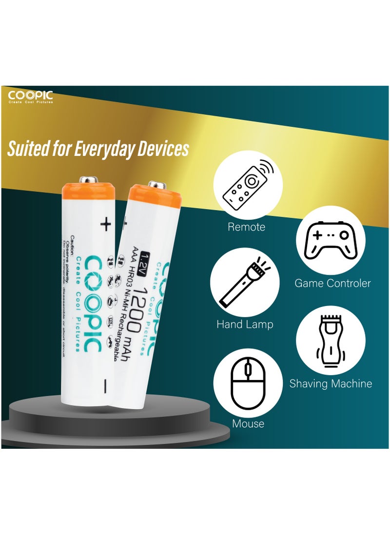 Coopic - 2pcs 1200mAh AAA HR03 Ni-MH Pre-charged type Rechargeable Battery - Image 1