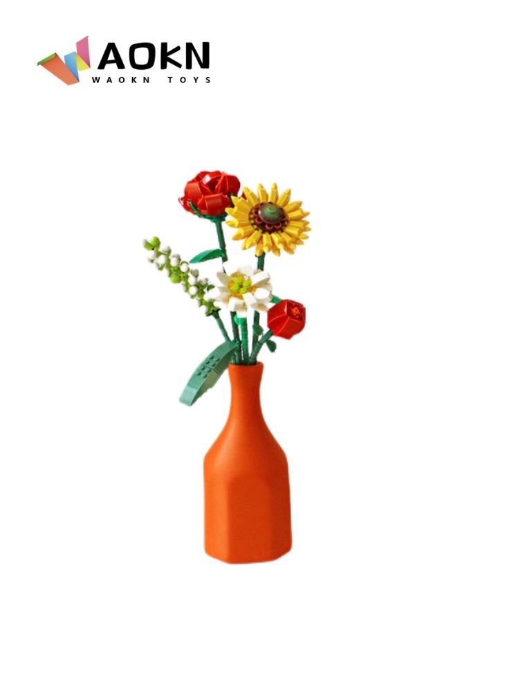 WAOKN Flower Bouquet Artificial Flowers Building Set for Adults and Kids Decorative Home Accessories Valentines Day Gift Idea Botanical Collection