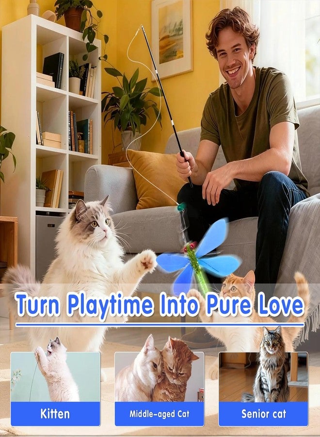 Walfront Interactive Cat Toy with Realistic Dragonfly, Replacement Teaser Wand with Extendable Rod - High-Engagement Play That Keeps Indoor Kittens, Adult Cats & Home-Alone Cats Excited, Active & Stress-Free - Image 5