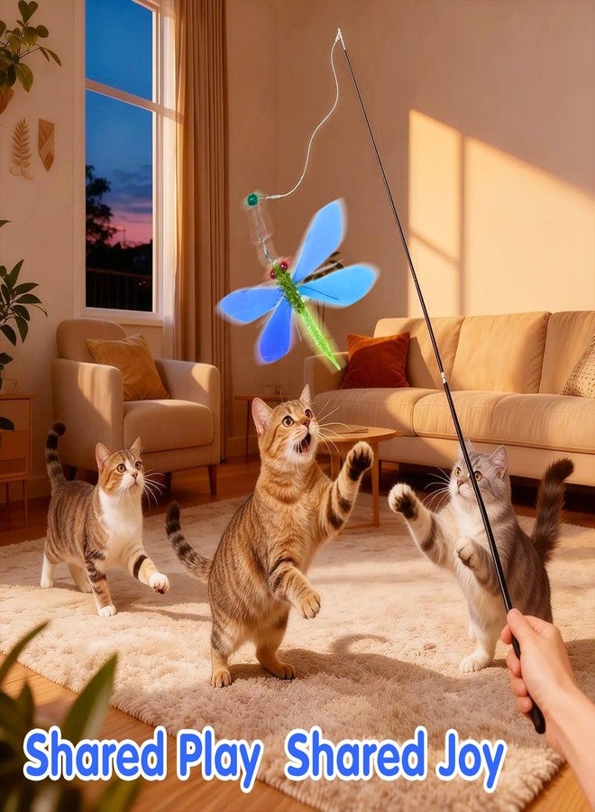Walfront Interactive Cat Toy with Realistic Dragonfly, Replacement Teaser Wand with Extendable Rod - High-Engagement Play That Keeps Indoor Kittens, Adult Cats & Home-Alone Cats Excited, Active & Stress-Free - Image 2