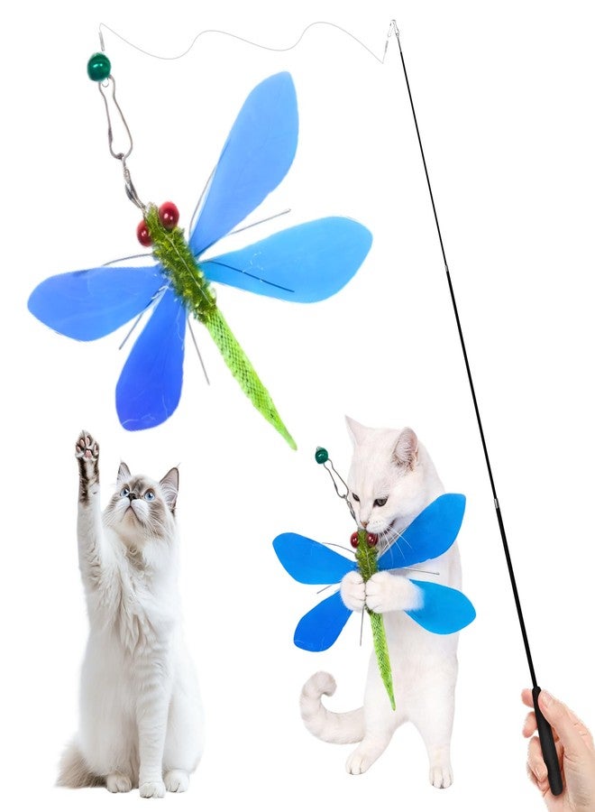 Walfront Interactive Cat Toy with Realistic Dragonfly, Replacement Teaser Wand with Extendable Rod - High-Engagement Play That Keeps Indoor Kittens, Adult Cats & Home-Alone Cats Excited, Active & Stress-Free - Image 1