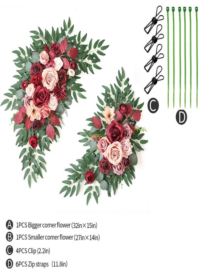 WEIERYUE Artificial Wedding Arch Flowers Kit(Pack of 2) for Wedding Arch, Bridal Shower, Ceremony and Reception Backdrop Decoration (Cream red) - Image 2