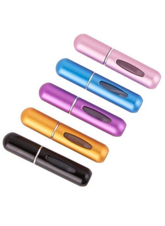 Scrolls Perfume Spray Bottle Set - 5Pcs Portable Mini Refillable Perfume Atomizer Bottle For Travel Spray Scent Pump Case 5ml (Multicolor) - Image 1