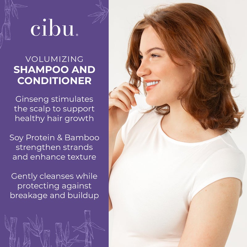 CIBU Volumizing Bundle - Pre-Shampoo Conditioner for Fine Hair Thickening with Ginseng & Sulphate Free Volumizing Shampoo for Women - Moisturizing Fine, Thin, or Normal Hair - 11.03 Ounces - Image 4