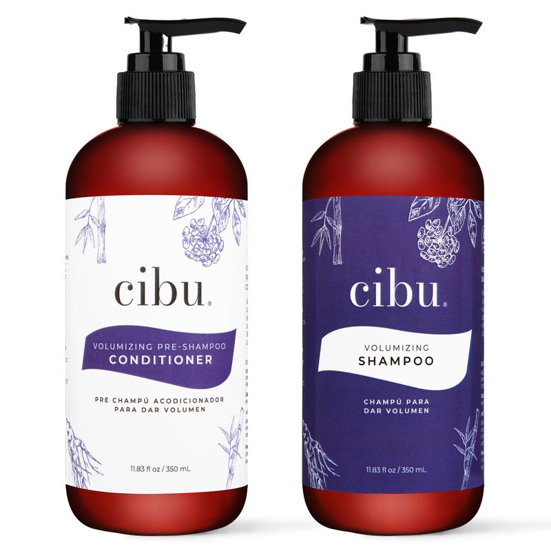 CIBU Volumizing Bundle - Pre-Shampoo Conditioner for Fine Hair Thickening with Ginseng & Sulphate Free Volumizing Shampoo for Women - Moisturizing Fine, Thin, or Normal Hair - 11.03 Ounces - Image 1