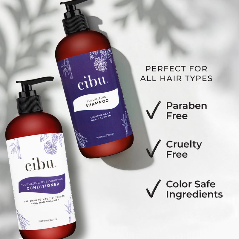 CIBU Volumizing Bundle - Pre-Shampoo Conditioner for Fine Hair Thickening with Ginseng & Sulphate Free Volumizing Shampoo for Women - Moisturizing Fine, Thin, or Normal Hair - 11.03 Ounces - Image 3