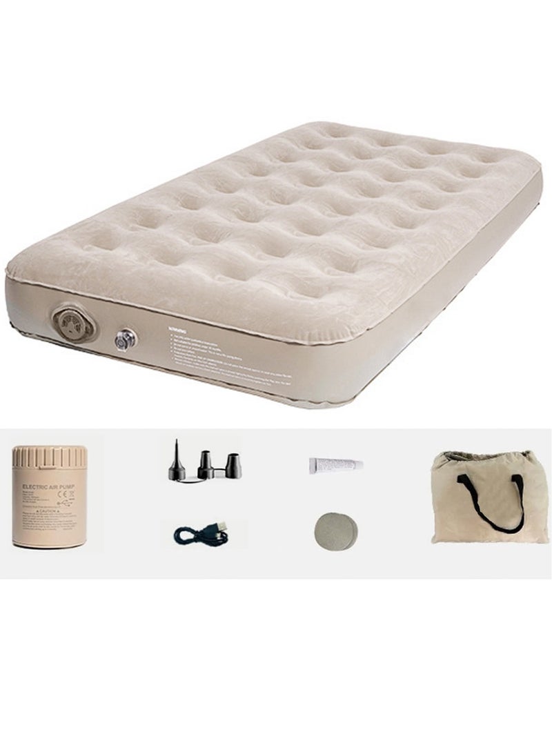 Generic - Air Mattress Self-Inflating Sleeping Pad Single Air Bed with Built-In Pump Air Mattress 300 Lbs Capacity Camping Home Luggage Bed Travel Air Bed (Single/Low) - Image 1