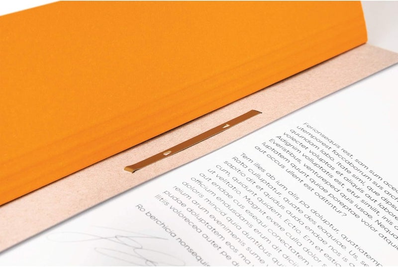 FALKEN Exacompta - Ref 80003874001F - FALKEN - Eyelet Bottom-Up Flat Files - A4 (210 x 297mm) in Size, 250gsm Recycled Manilla, Half Cover for Identification - Orange (Pack of 50) - Image 4