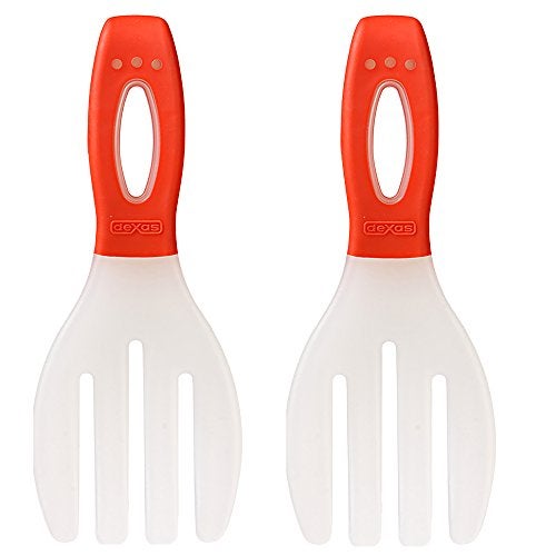 Dexas Long Handled Salad Hands, Red - Image 1