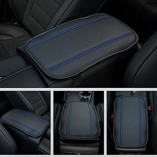 Amiss Car Center Console Pad Universal Waterproof Car Armrest Seat Box Cover PU Leather Auto Armrest Cover ProtectorVehicle Interior Accessories fits SUVTruckCar BlackBlue - Image 3
