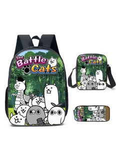 Cat battle the battle cats zombie schoolbag backpack student,3-Three-piece set (backpack + sack bag + pen bag)