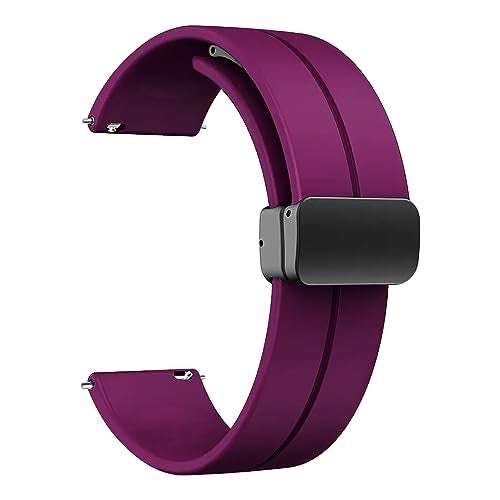 ACM Watch Strap Silicone Belt Magnetic Clasp 20mm compatible with Noise Noisefit Diva 2 (NOT SUITABLE FOR DIVA 1 ONLY FOR DIVA 2 20MM MODEL,CHECK STRAP SIZE OF YOUR DIVA 2) Smartwatch Sports Hook Band Purple - Image 1